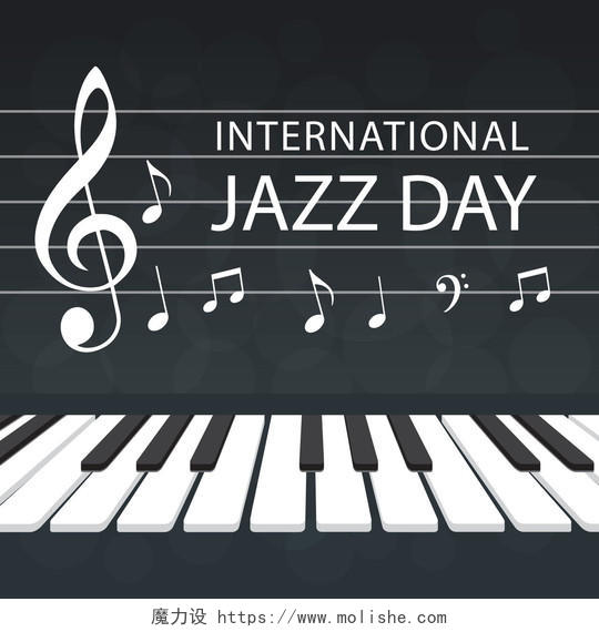 黑白风格jazzday钢琴培训海报